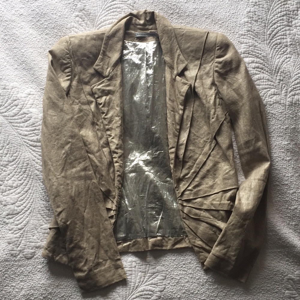 Randolph Duke Suit Jacket Silver Beige Size 6